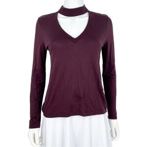Madewell Halter Neck Long Sleeve Eggplant Choker Blouse Size Medium